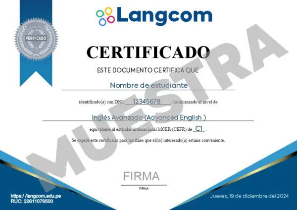 Langcom English Placement Test with Certificate – Certify Your English Level